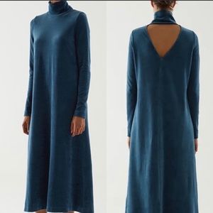 COS Velvet Long Sleeve Open Back Maxi Dress